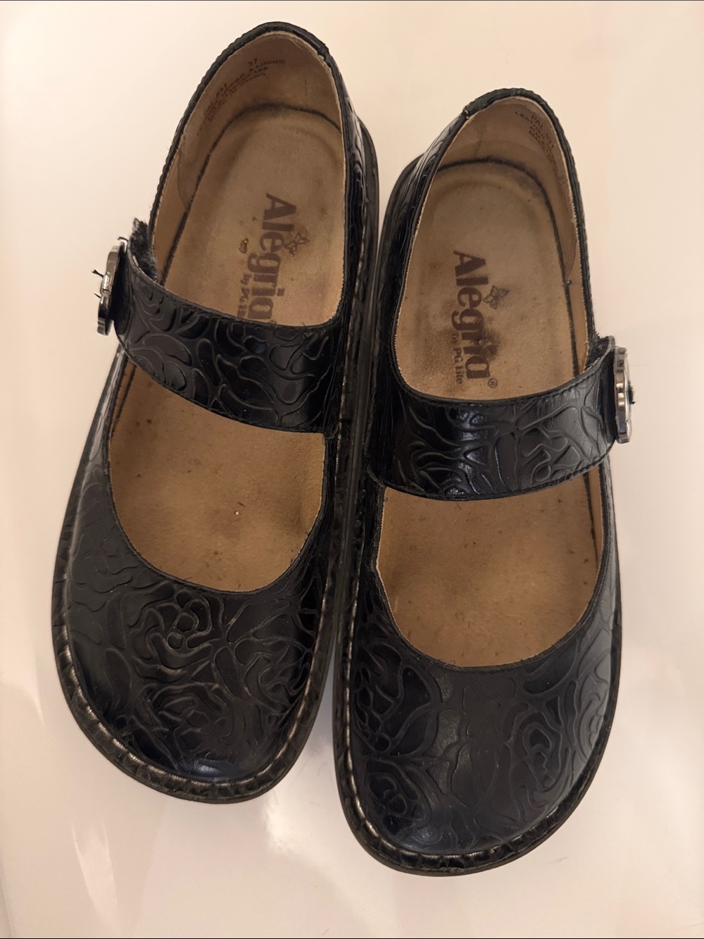 Alegria Black Floral Mary Jane Shoes